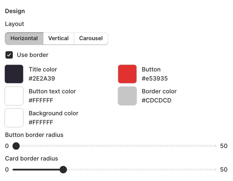 Upsell design settings