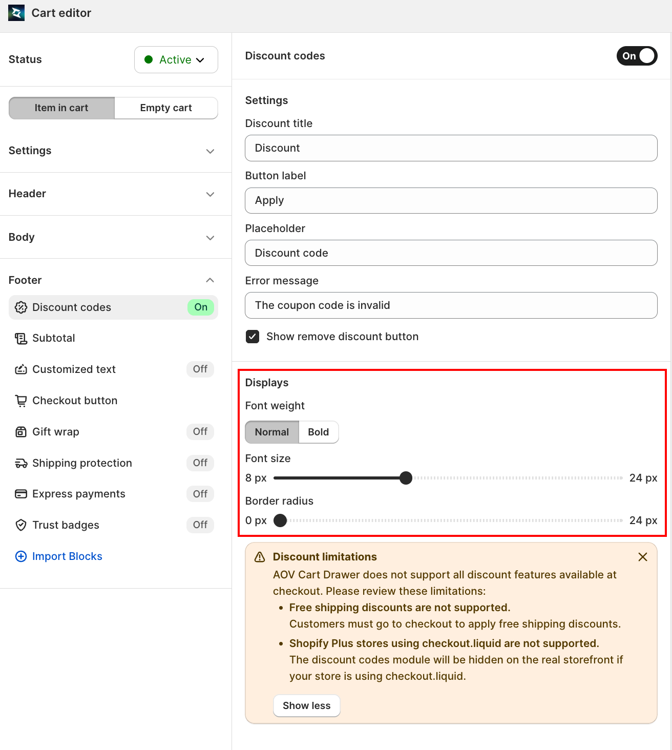 Display settings