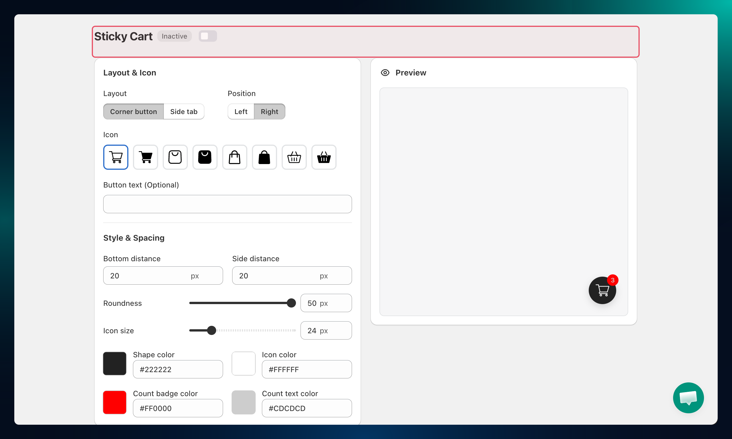 Enable sticky cart