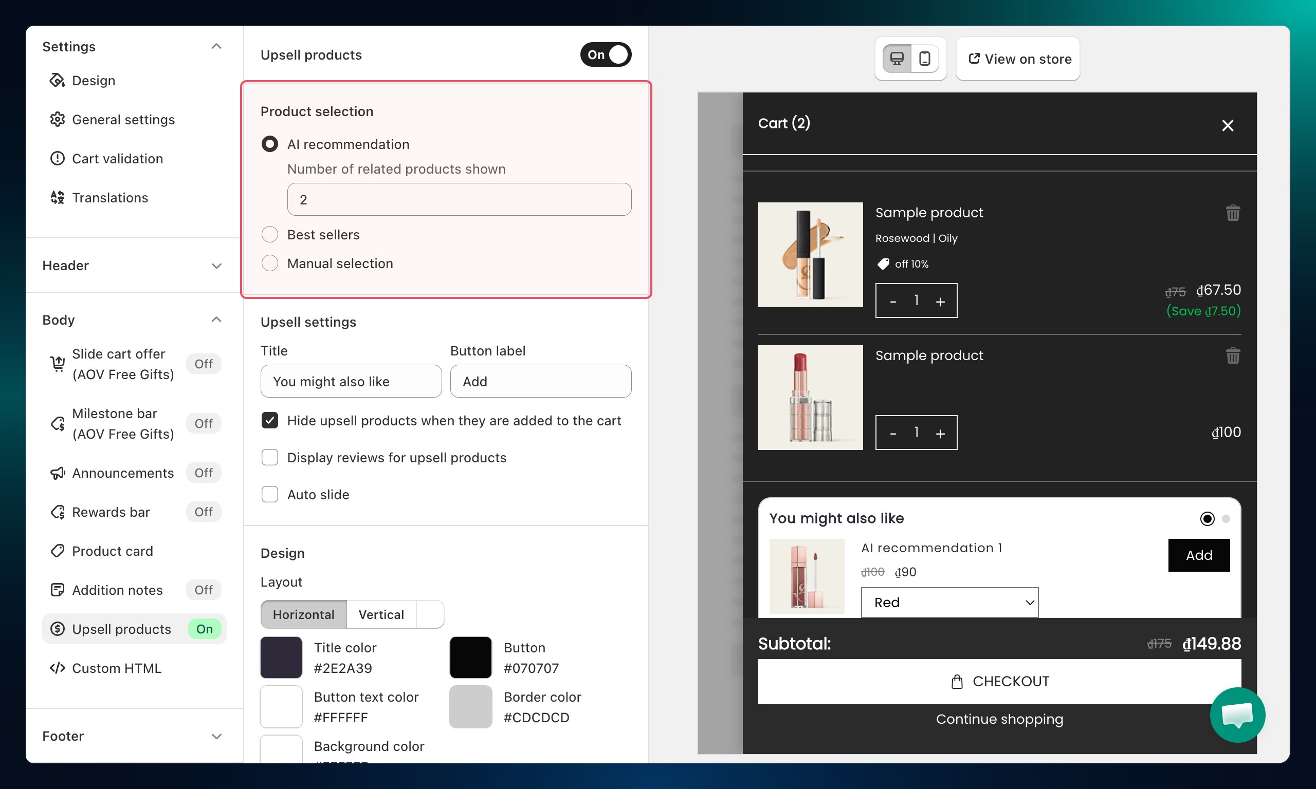 Product selection method
