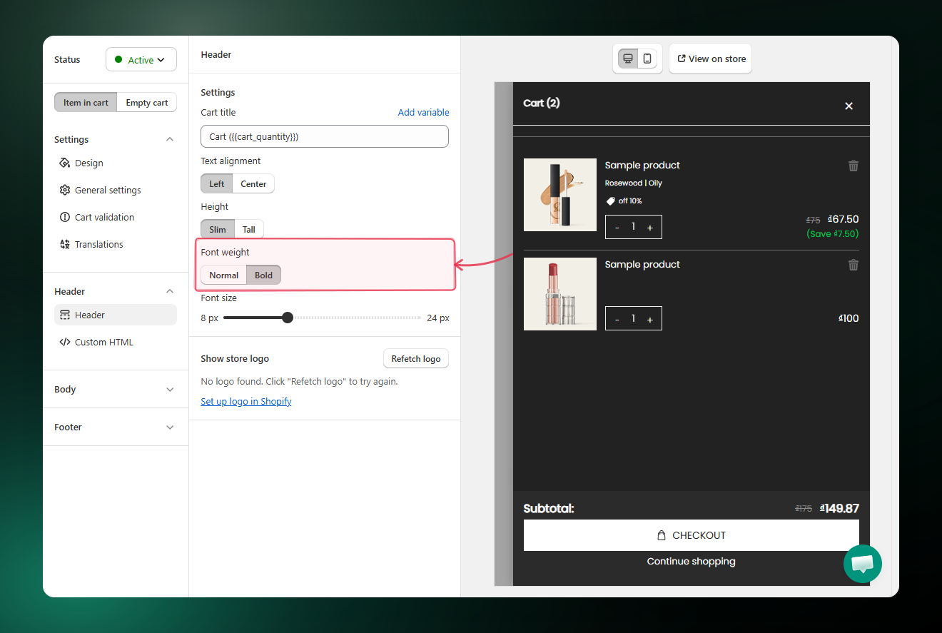 Font weight options