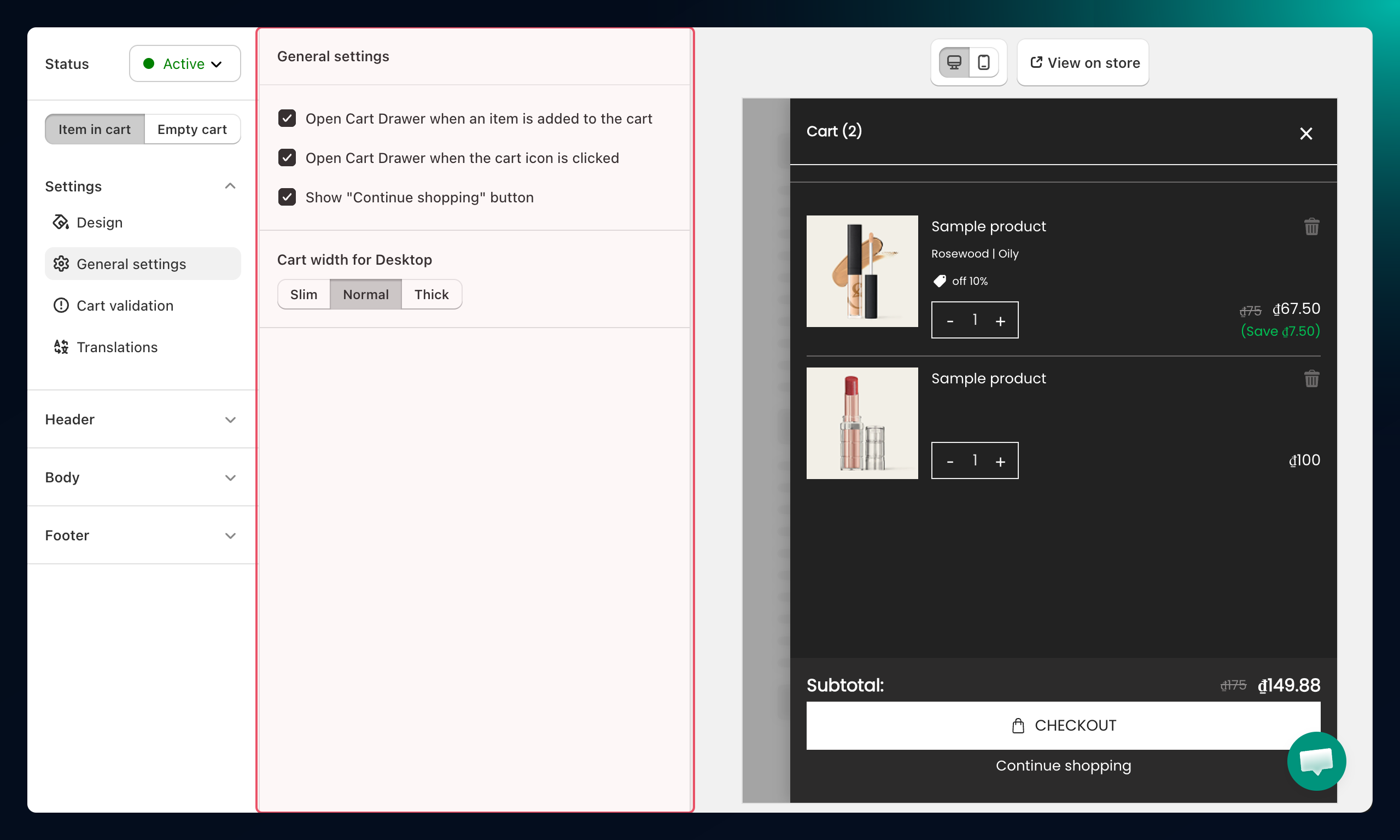 General settings