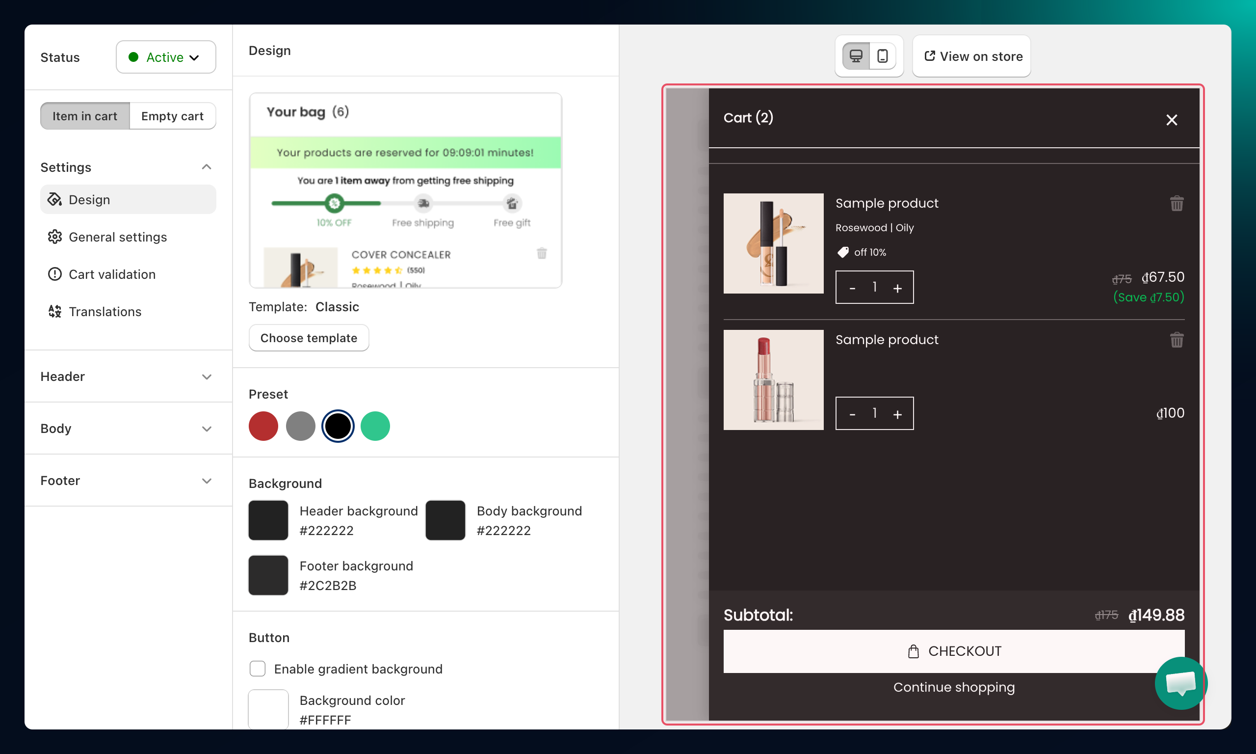 Preview and save