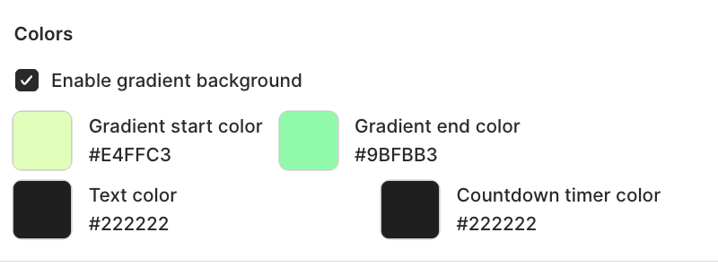 Announcements color settings